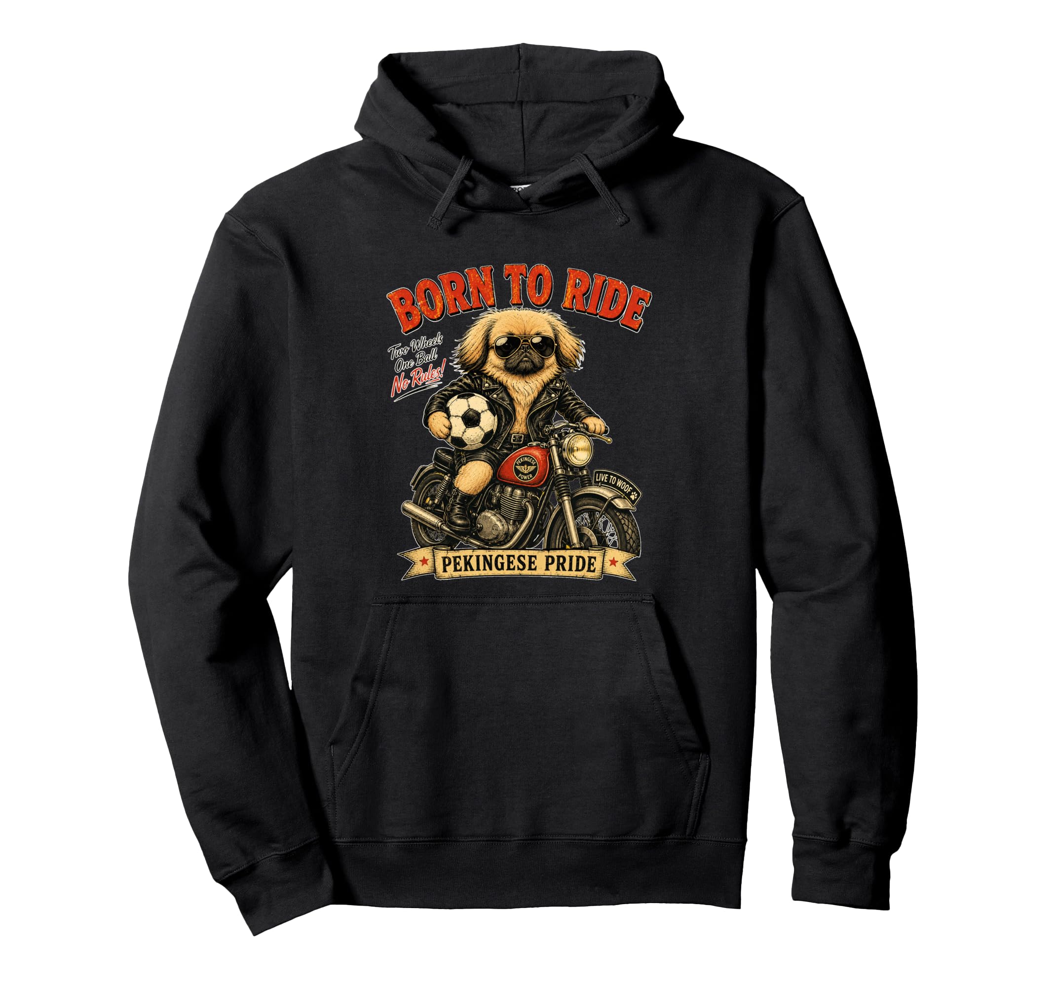 Pekingese Ride Motorbike Love Footbal Hoodie - Graphic Print for Adults