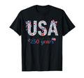 4Th July Floral Coquette Usa 250 Years T-Shirt - Unique Graphic Unisex