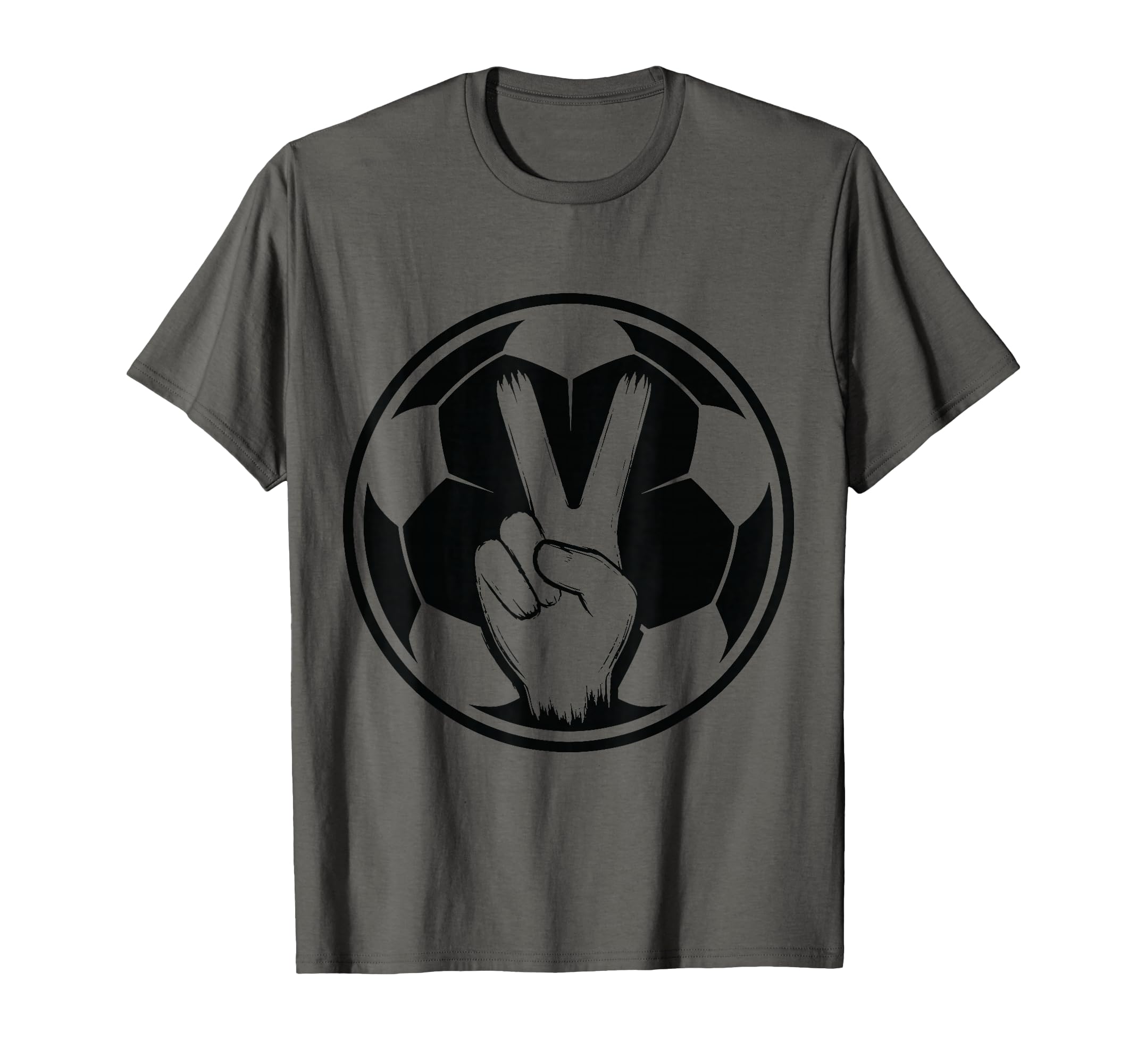 Soccer Peace Sign V Fingers Ball T-Shirt - Novelty Apparel Men Women