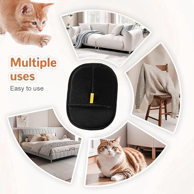 2025 Upgraded Pet Hair Removal Glove |Double-Sided – Reusable Grooming & Bathing Glove for Dogs and Cats |Soft Silcone Touch |Easy Deshedding and Cleaning Mitt (Black, 10 PCS)