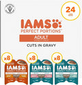 IAMS Perfect Portions Adult Wet Cat Food Cuts in Gravy, Chicken, Tuna, and Salmon Recipe Variety Pack, 2.6 oz. Easy Peel Twin-Pack Trays (24 Count, 48 Servings)
