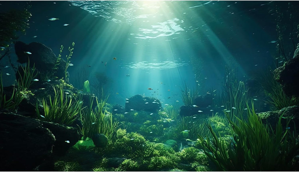 Underwater Fish Tank Background Under The Sea Aquarium Background Ocean Floor Aquatic Plants Fish Tank Backgrounds Deep Sea Sunray Tropical Aquarium Fish Reptile Tank Backgrounds 24x12in