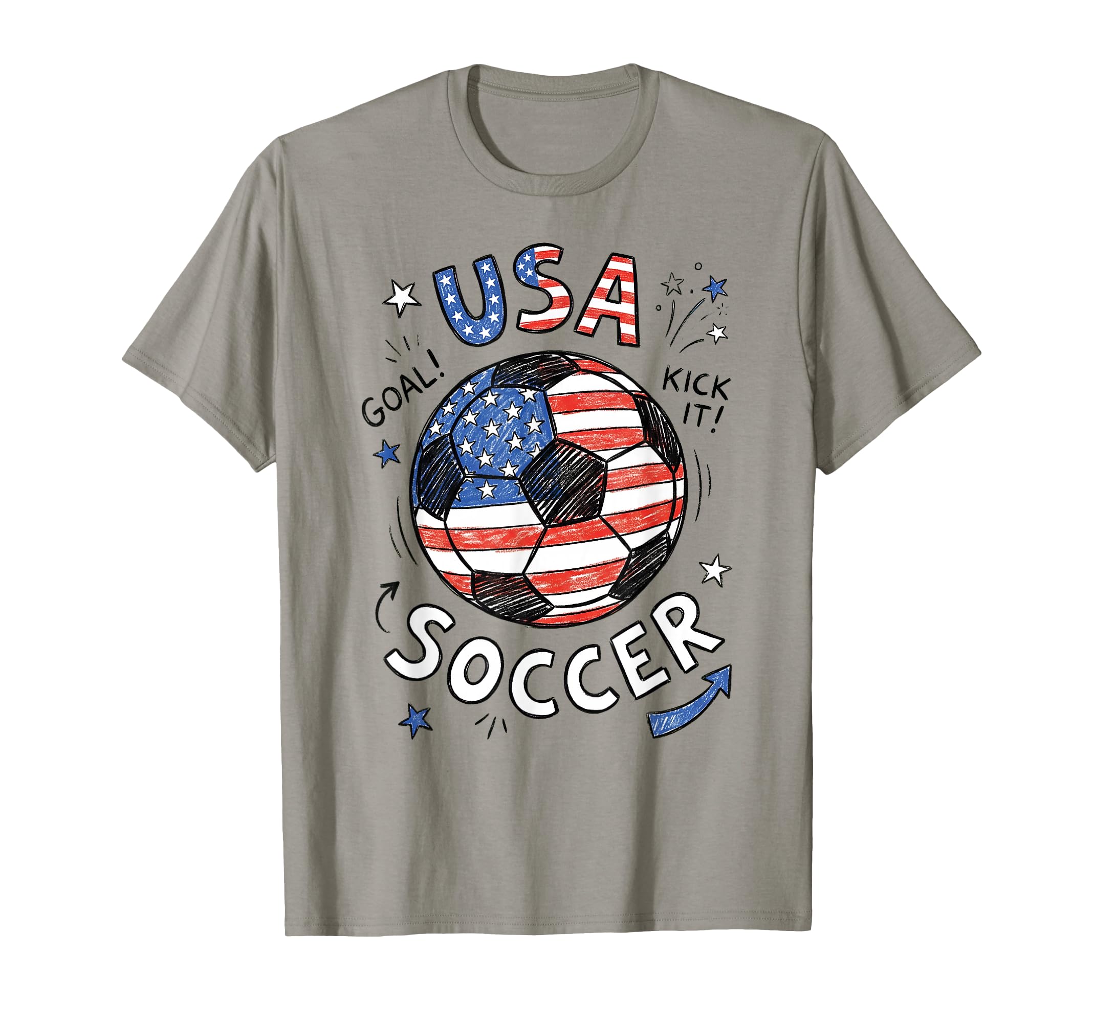 American Flag Soccer Ball Football Ball T-Shirt - Graphic Print for Adults
