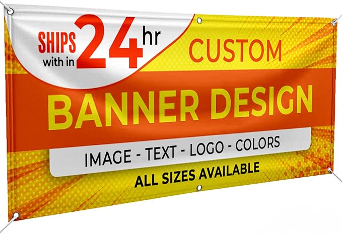 Personalized Vinyl Banner 8' x 30' – Custom Full Color 13oz Sign for Business, Graduation, Birthday Parties – Indoor/Outdoor Use – Add Text, Photos & Graphics – High-Definition Print
