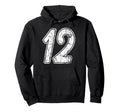 Distressed White Script Number 12 Hoodie - Streetwear Style for Adults