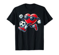 Heart Playing Soccer Football Valentines T-Shirt - Streetwear Style Unisex