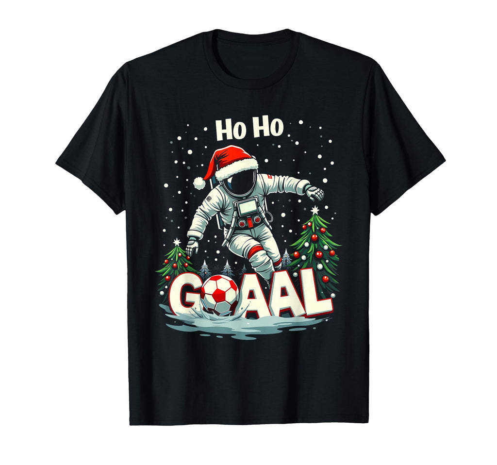 Ho Ho Goaal Soccer Player Astronaut T-Shirt - Casual Everyday Wear Unisex