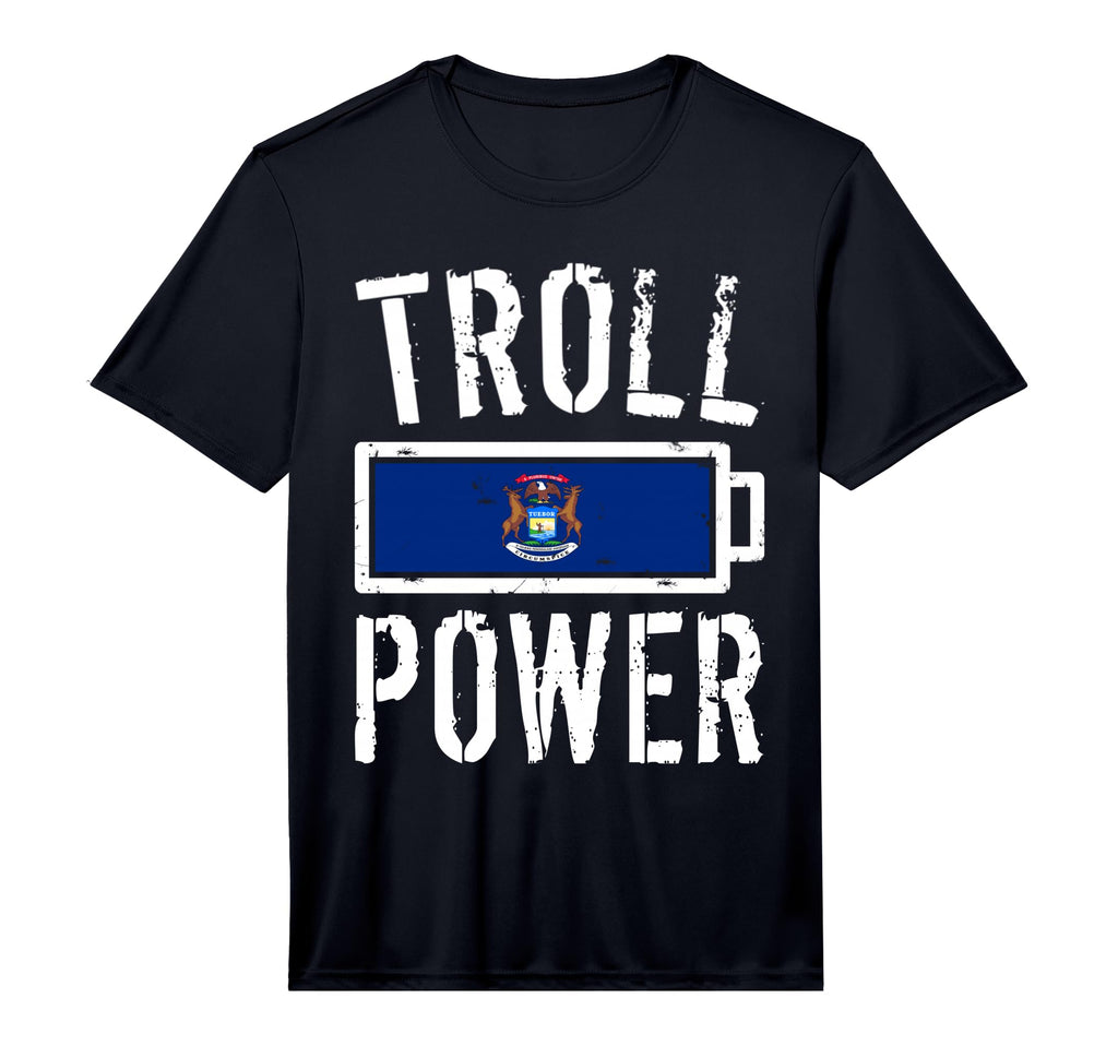 Michigan Flag Troll Power Battery Proud T-Shirt - Aesthetic Graphic Unisex