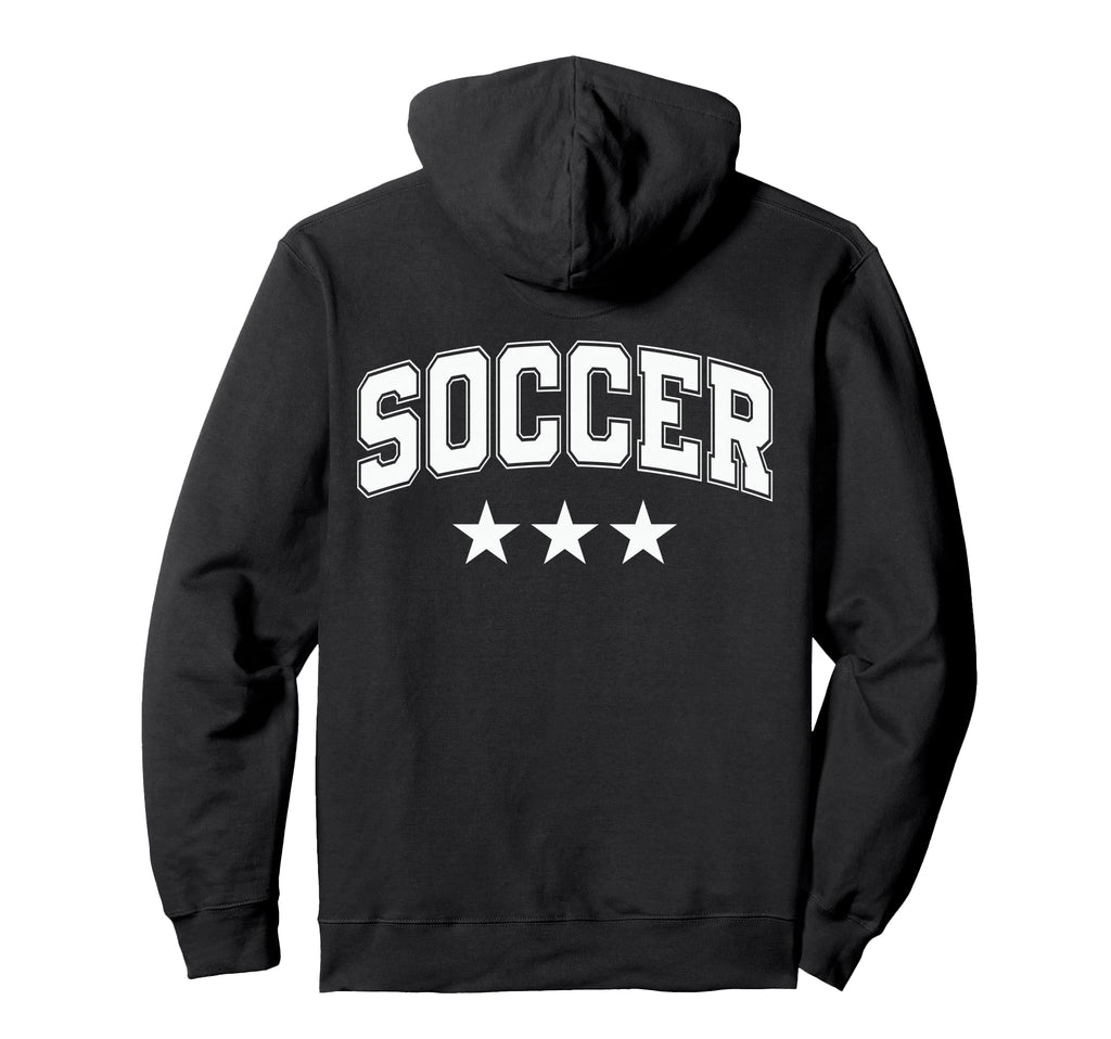 Soccer All White Stars Text Hoodie - Graphic Print Unisex