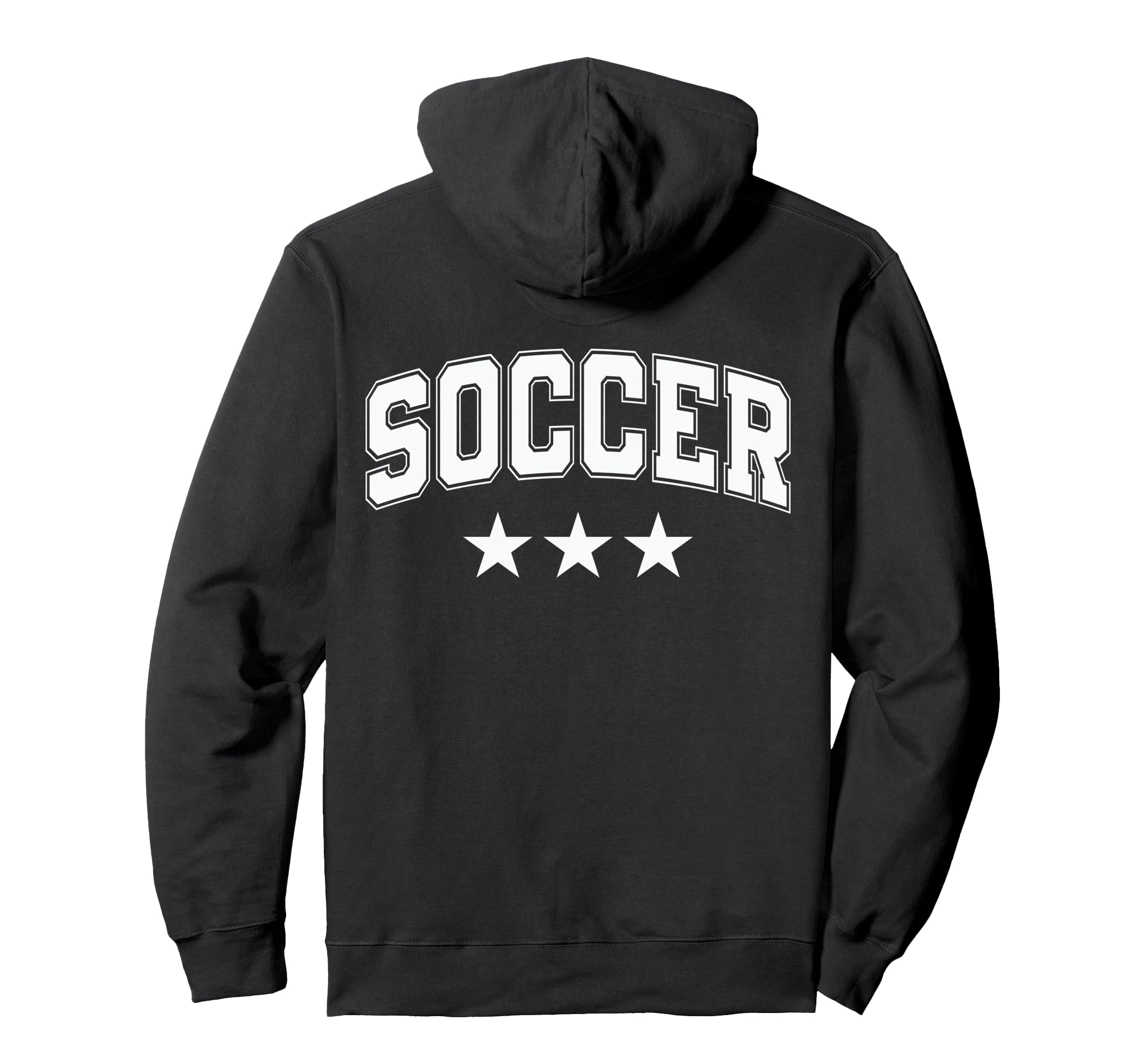 Soccer All White Stars Text Hoodie - Graphic Print Unisex