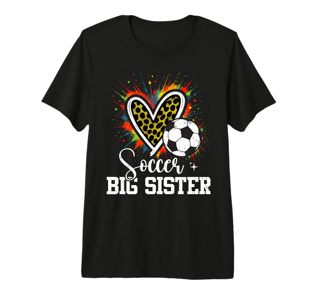 Soccer Big Sister Leopard Heart T-Shirt - Aesthetic Graphic Unisex