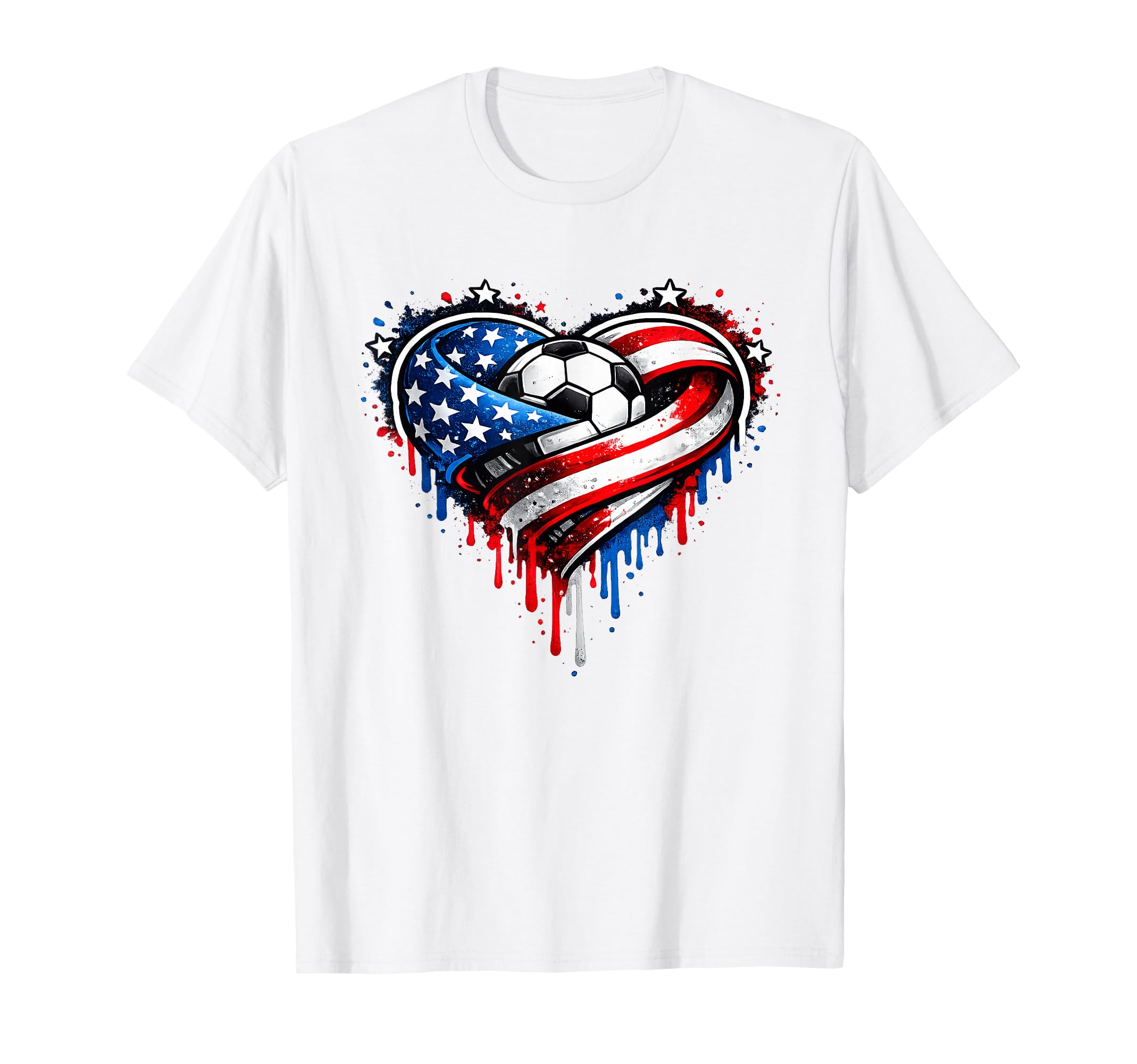 Patriotic Soccer Ball Usa Flag T-Shirt - Casual Everyday Wear Unisex