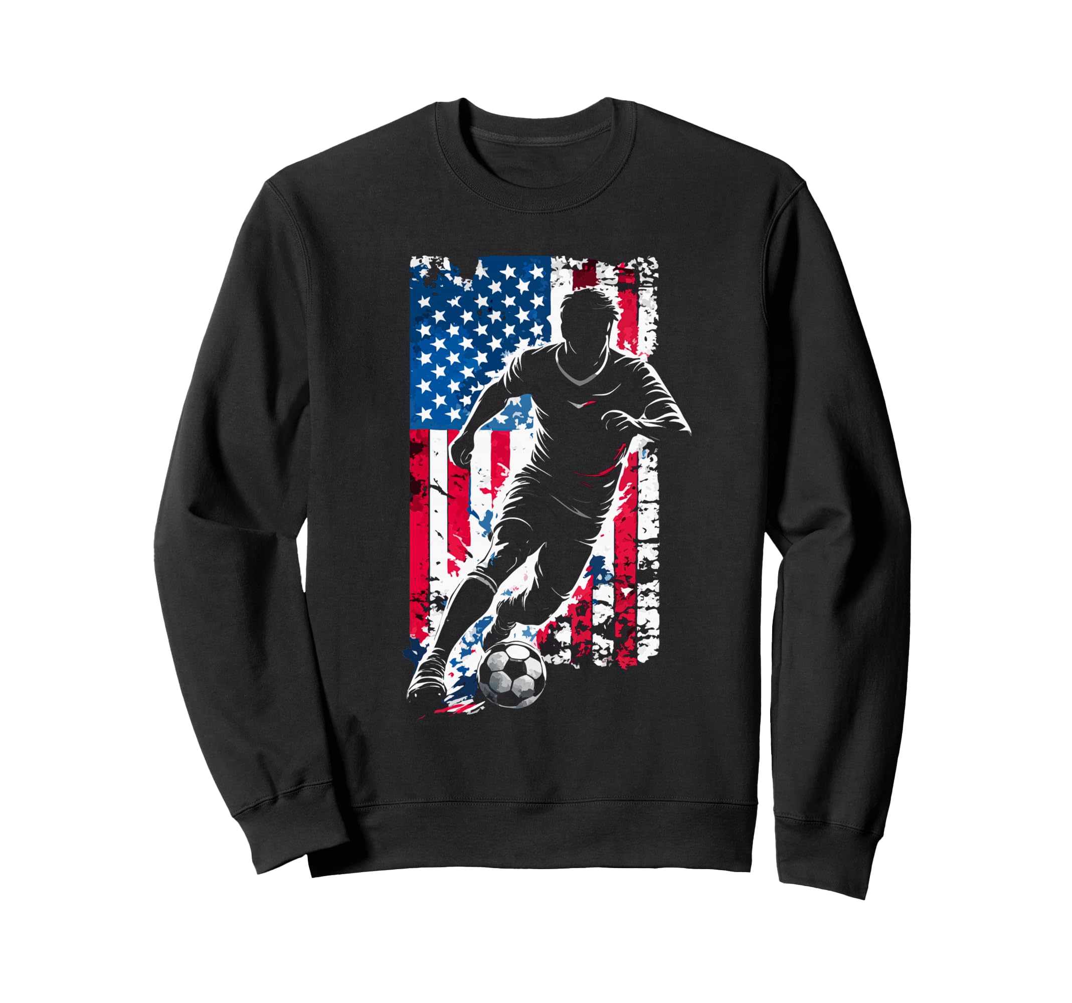 American Flag Soccer Player Sweatshirt - Fun Novelty Design Unisex