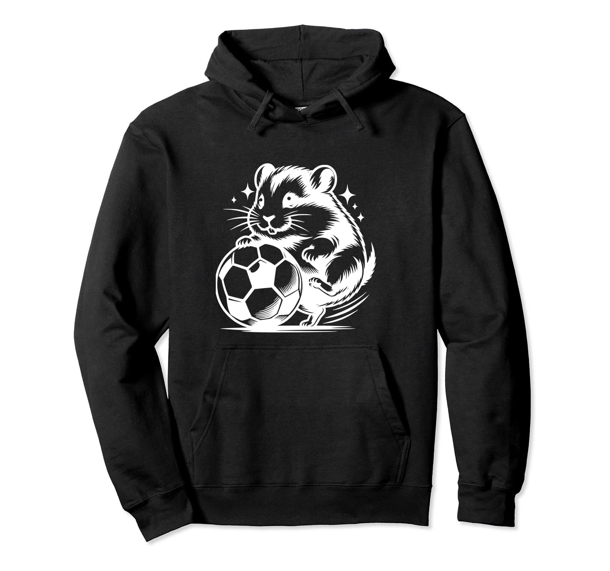 Hamster Soccer Player Ball Hoodie - Casual Everyday Wear for Adults