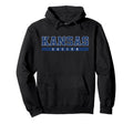 Kansas Soccer Blue Text Hoodie - Minimalist Print for Adults