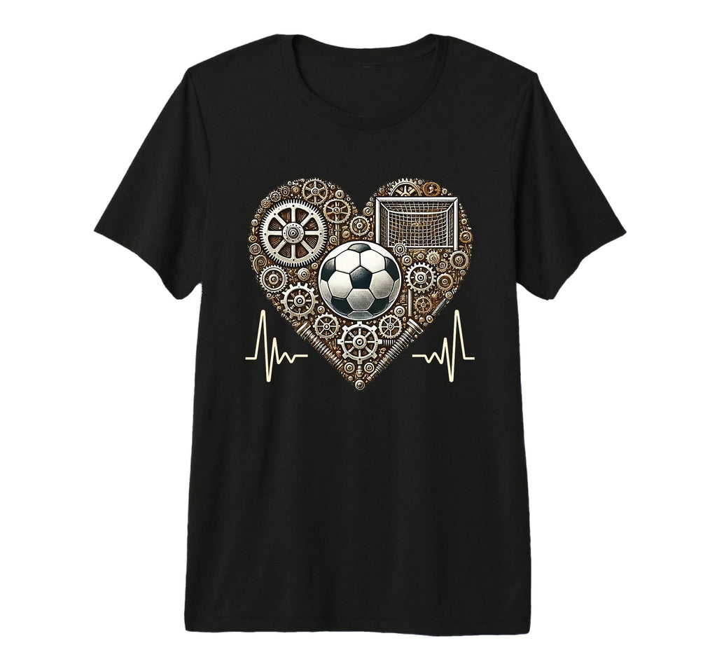 Soccer Heartbeat Steampunk Football T-Shirt - Custom Art Print Men Women
