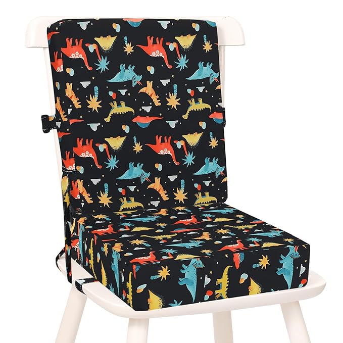 Toddler Booster Seat for Dining Table, Kids Booster Seat for Kitchen Chair with Backrest and Adjustable Straps, Non-Slip Portable PU Waterproof Travel Camping Eating Baby Booster Increasing Cushion