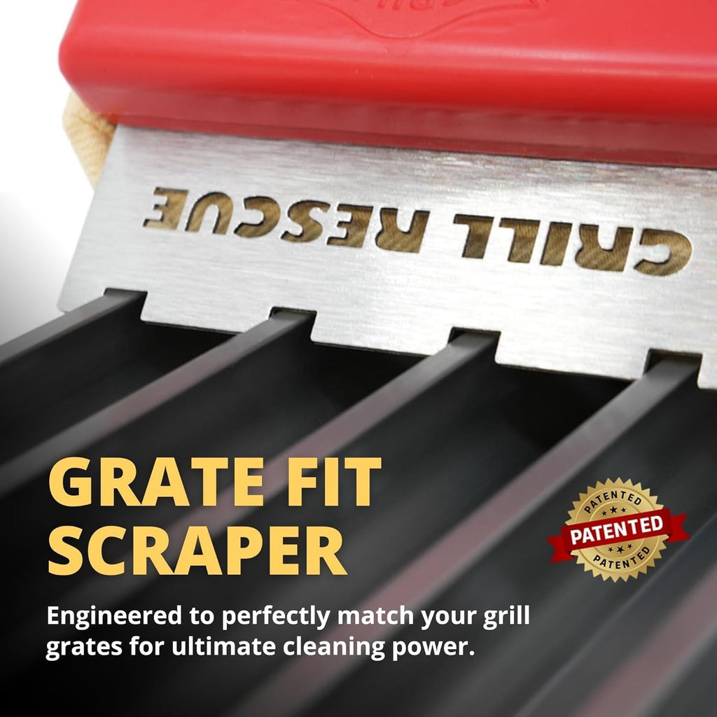 Grill Rescue BBQ Replaceable Cleaning Head, Bristle Free - Durable and Unique Grate Scraper Tools for Cast Iron or Stainless-Steel Grates, Barbecue Cleaner