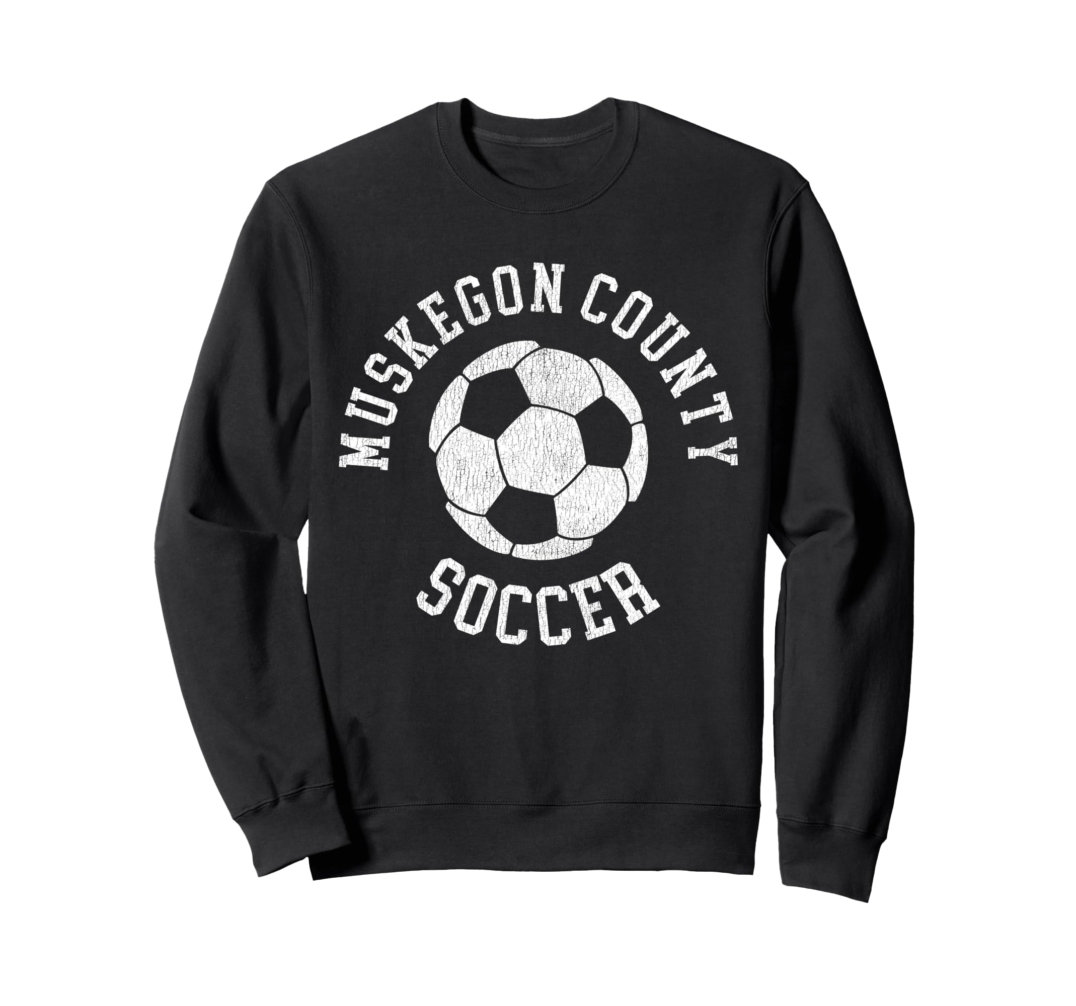 Muskegon County Soccer Distressed 90S Sweatshirt - Minimalist Print Unisex