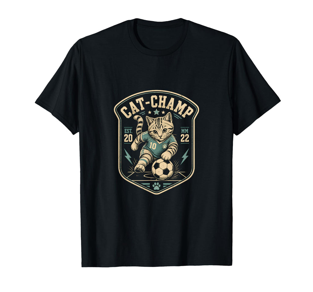 Soccer Cat Illustration Soccer Ball T-Shirt - Unique Graphic Unisex