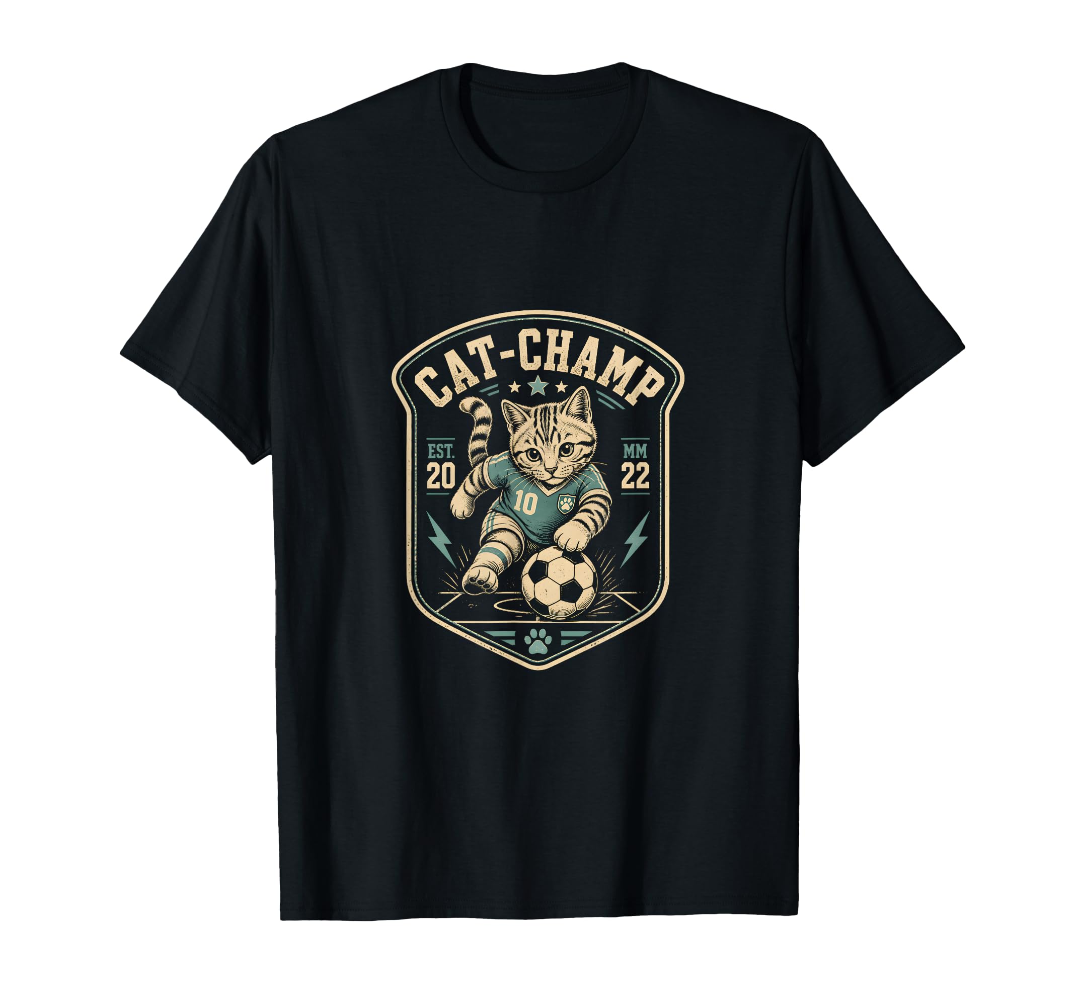 Soccer Cat Illustration Soccer Ball T-Shirt - Unique Graphic Unisex