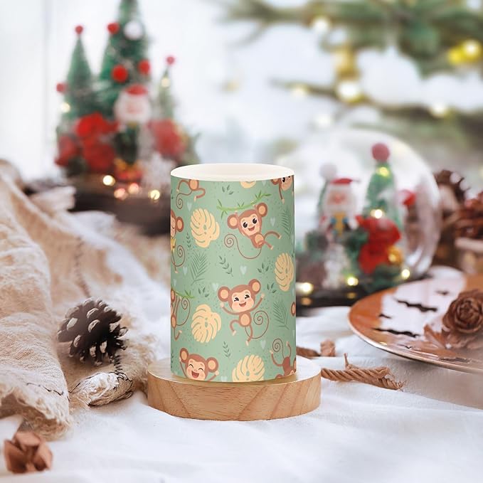 Flickering Flameless Candles, Cute Monkey LED Candles with Remote Timer, Set of 2 Battery Operated Candle for Valentine Wedding Birthday