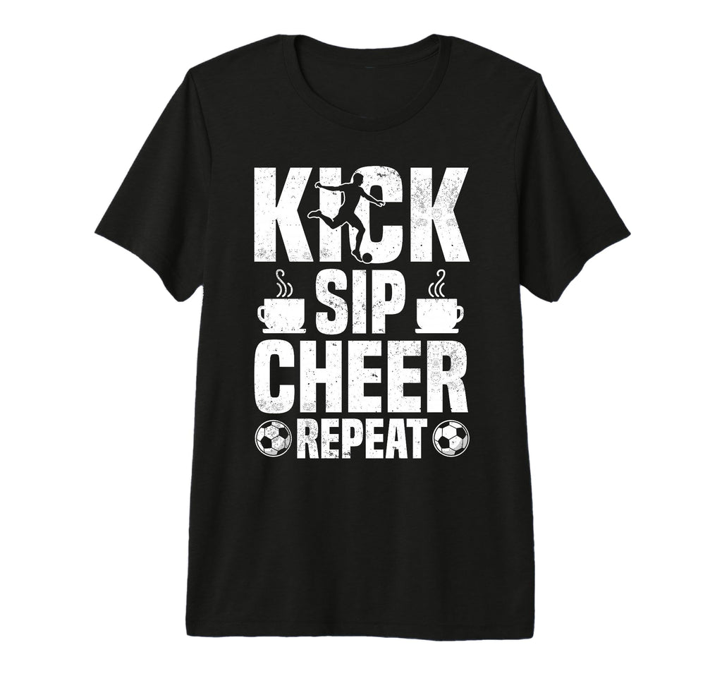 Kick Sip Cheer Repeat Soccer Coffee T-Shirt - Minimalist Print Men Women