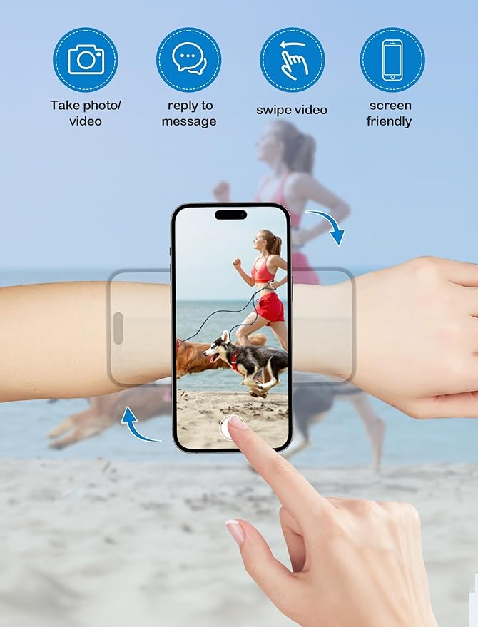 TOPGO Running Phone Holder for iPhone [360° Rotatable & Upgrade Anti-Drop] Magnetic Wrist Phone Holder, Magsafe Armband Compatible with iPhone 17 Pro and Android - Black