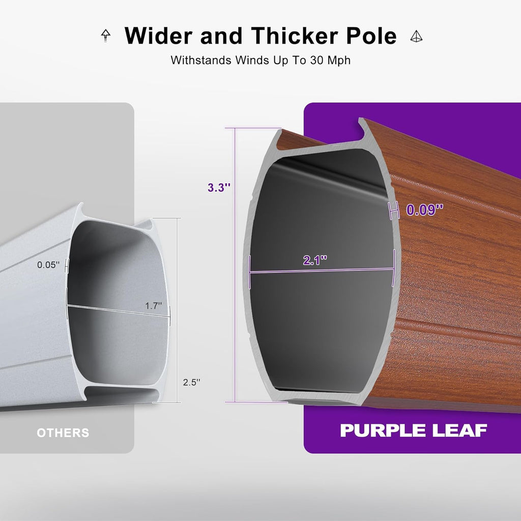 PURPLE LEAF 10' X 10' Patio Large Cantilever Umbrella Outdoor Square Wood Umbrellas Offset Umbrella Heavy Duty Sun Umbrellas for Garden Deck Pool, Heather Taupe