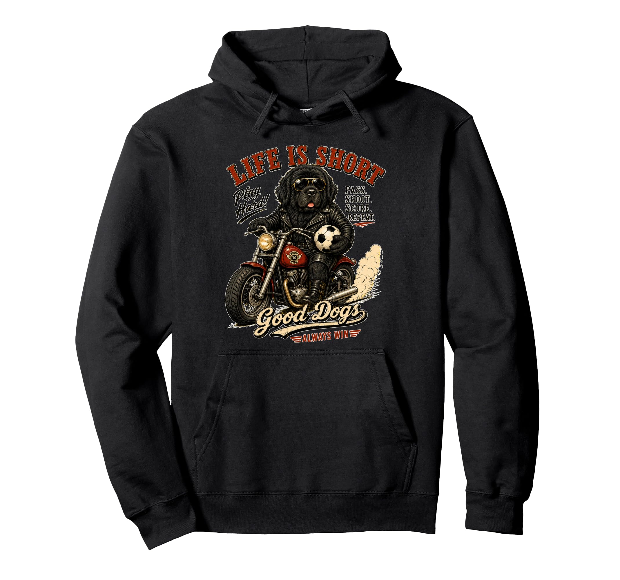 Newfoundland Motorbike Love Footbal Hoodie - Custom Art Print Men Women