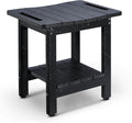HDPE Shower Bench Seat Capacity 300LB, Waterproof Bathroom Stool with Side Carry Holes, Compact 16.8" L Design, Non-Slip Shower Seat for Elderly, Shaving Legs & Spa - Indoor/Outdoor Use(Black)