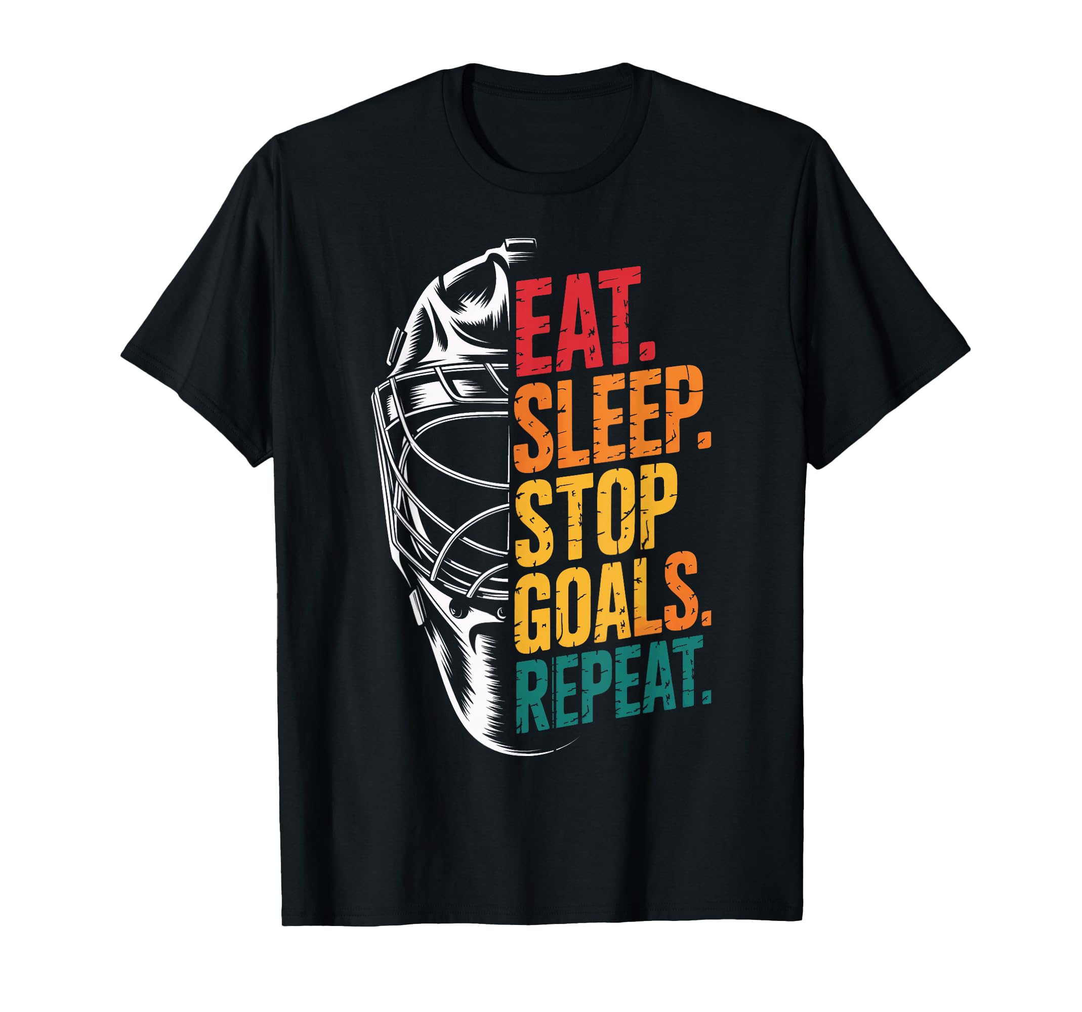 Eat Sleep Stop Goals Repeat Soccer T-Shirt - Minimalist Print Men Women