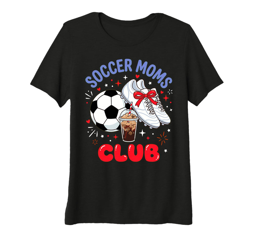 Womens Soccer Moms Club Soccer Cleats T-Shirt - Trendy Graphic for Adults