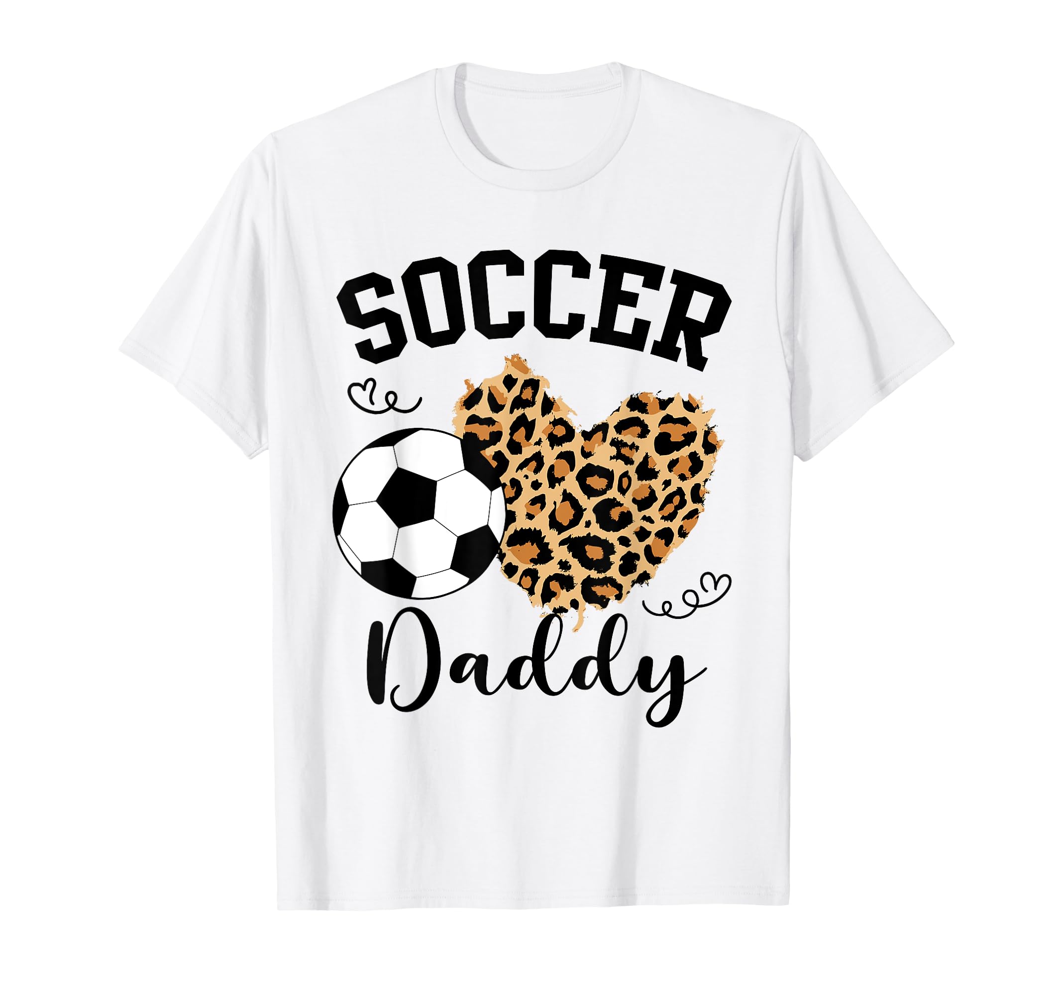 Soccer Daddy Heart Leopard Daddy Family T-Shirt - Unique Graphic for Adults