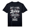Just Who Loves Soccer And Dogs Gift T-Shirt - Minimalist Print Unisex