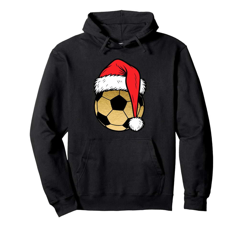 Golden Soccer Ball Season Sports Santa Hoodie - Minimalist Print Men Women
