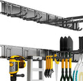 Garage Organization Tool Organizer Wall Mount, 48inch Heavy Duty Garden Tool organizer Storage System, Easy Install With 7 Adjustable Hooks, For Garage, Basement, Shed, Workshop(Black)