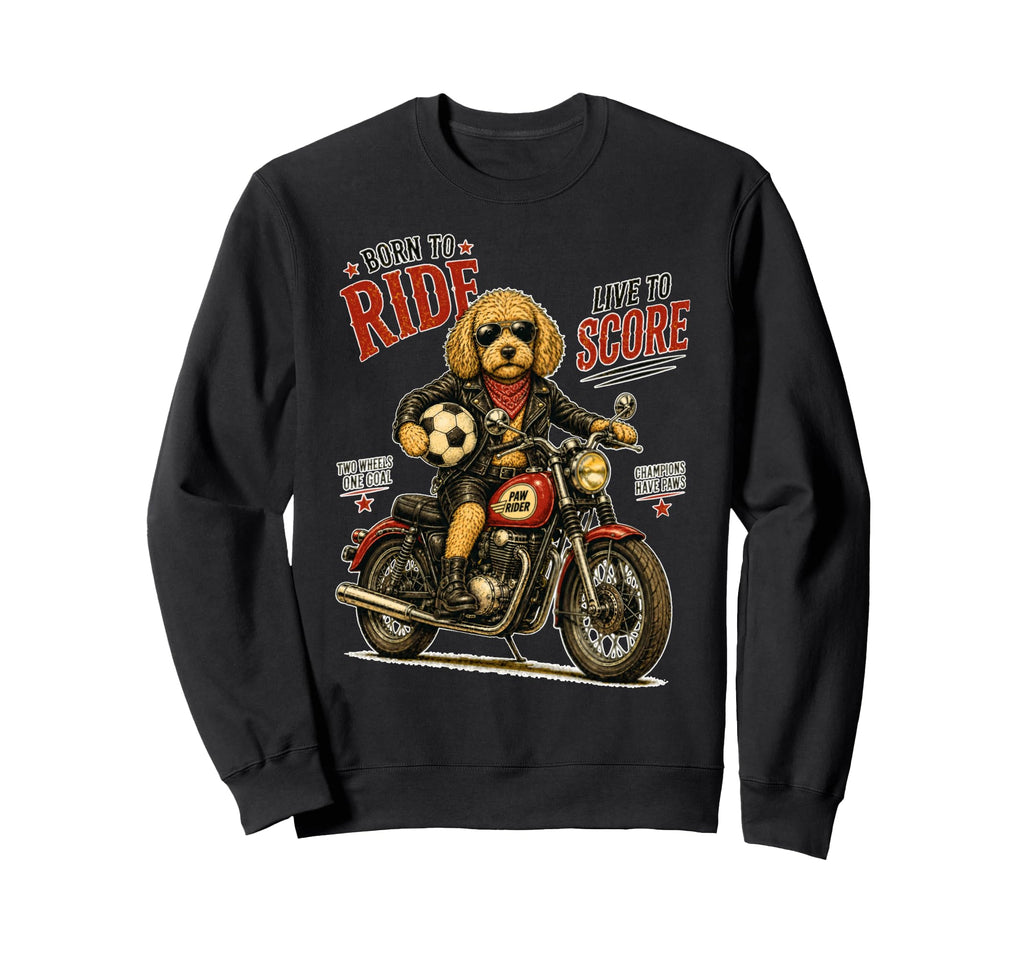 Cockapoo Motorbike Love Footbal Sweatshirt - Novelty Apparel Men Women