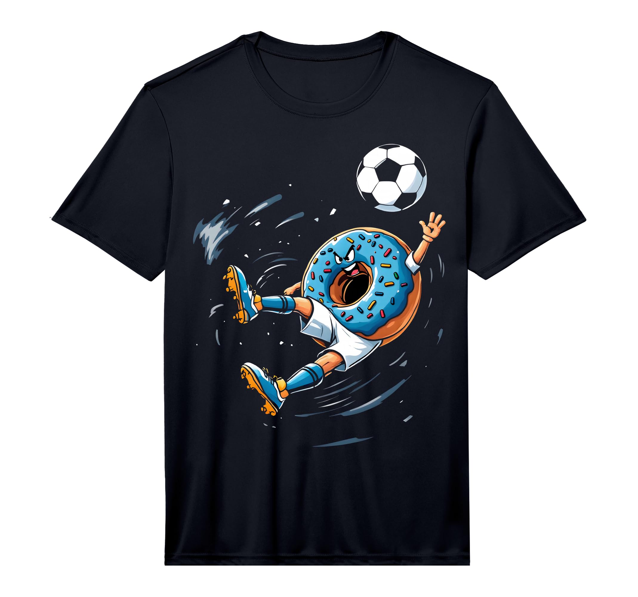 Funny Soccer Donut Performance T-Shirt - Fun Novelty Design for Adults