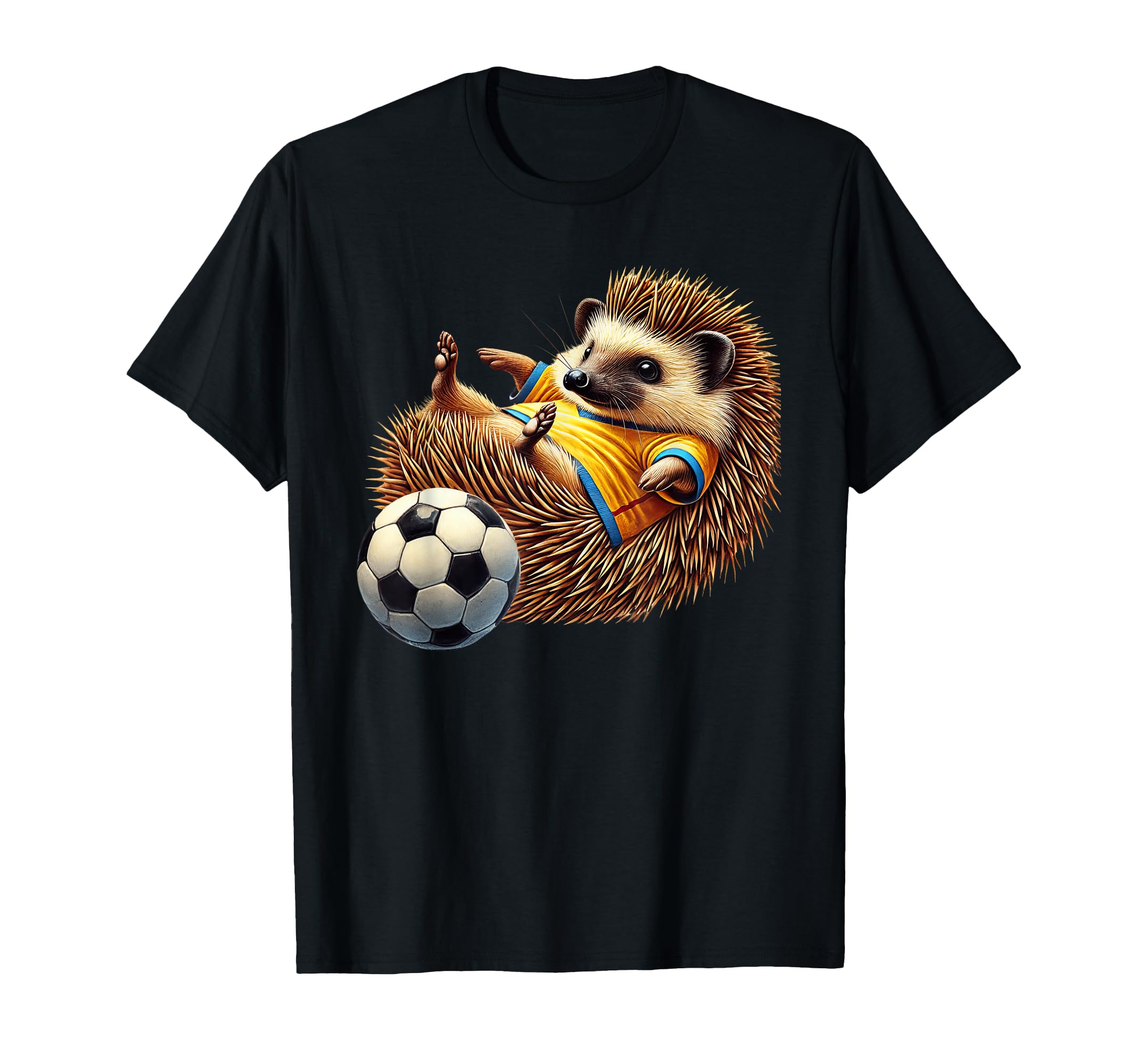 Hedgehog Soccer Player Animal T-Shirt - Casual Everyday Wear for Adults