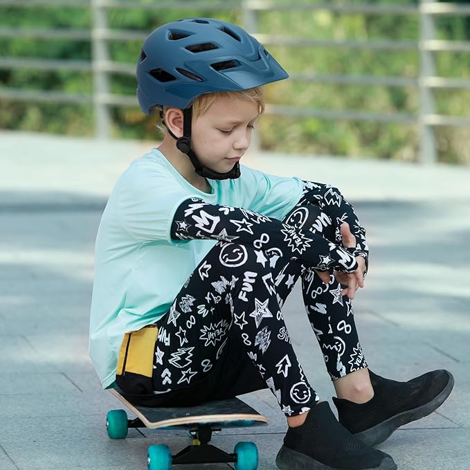 Kids Bike Helmet, Youth Toddler Boys Girls Helmets, 2 Size Adjustable for Ages 2-3-5-8-14 Years, Child Helmet with Visor and LED Light, Lightweight Multi-Sport Bicycle Scooter Cycling Helmets