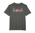 Great Britain Usa Heartbeat Flag T-Shirt - Novelty Apparel for Adults