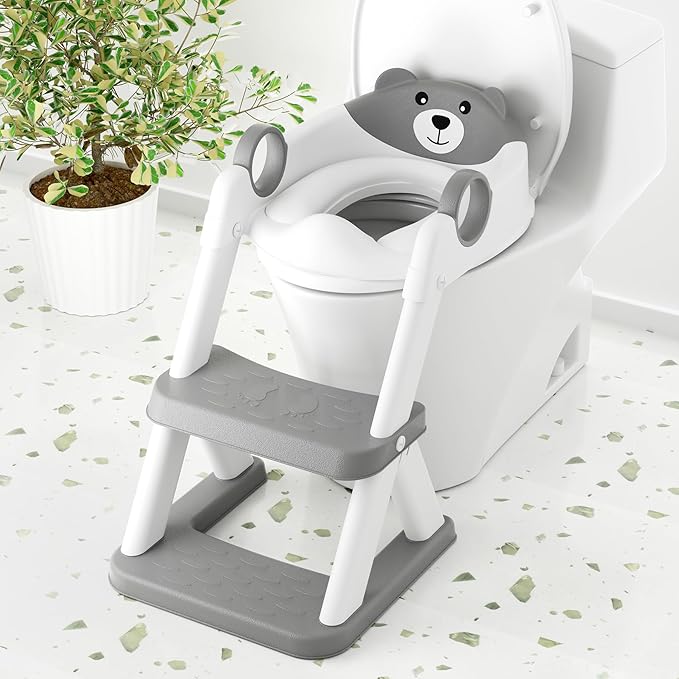Toilet Seat, Potty Training Seat for Toddler, Upgraded 2-in-1 Potty Toilet Training for Boys and Girls,Waterproof Cushioned Mat with Non-slip Step Stool