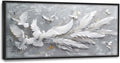 Quorin Feather Dove Bird Large Wall Art White Gray Holy Wings Pictures Peaceful Birds Flying Wall Decor Canvas Print Painting Artwork for Bathroom Living Room Bedroom 60L x 30W
