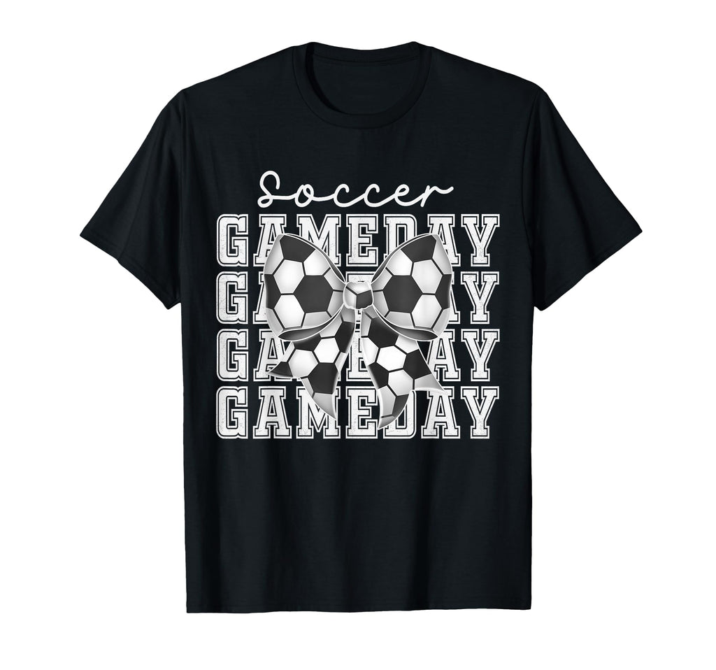 Soccer Game Day Coquette Bow Funny T-Shirt - Minimalist Print for Adults