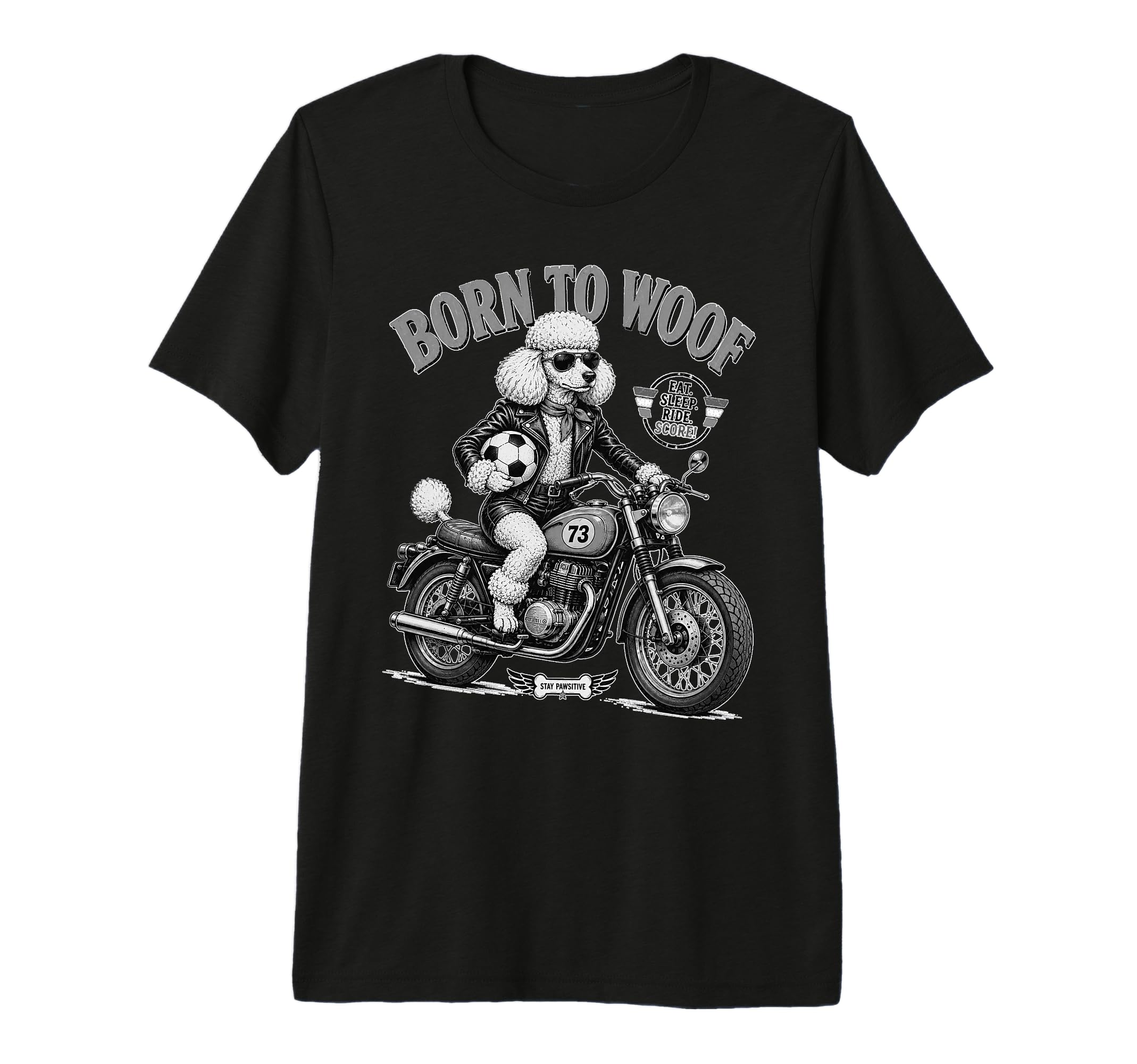 Poodle Motorbike Love Footbal Soccer T-Shirt - Streetwear Style Unisex