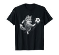 Funny Cat Playing Soccer Ball Cat T-Shirt - Graphic Print Men Women