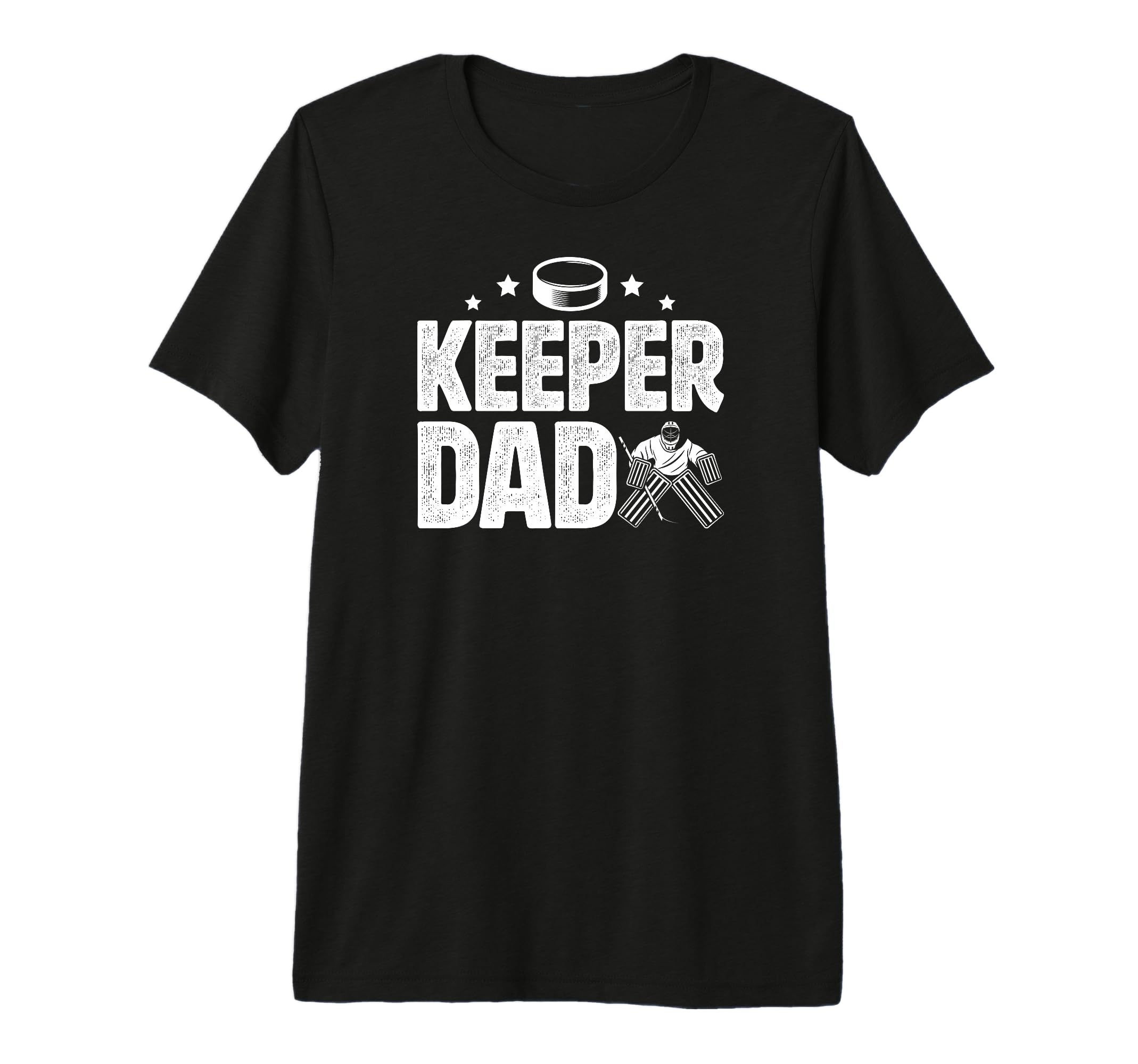 Mens Ice Hockey Keeper Dad Hockey T-Shirt - Minimalist Print for Adults