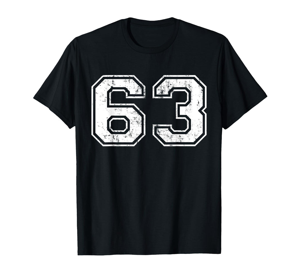 Number 63 Distressed Sixty Three T-Shirt - Aesthetic Graphic Men Women