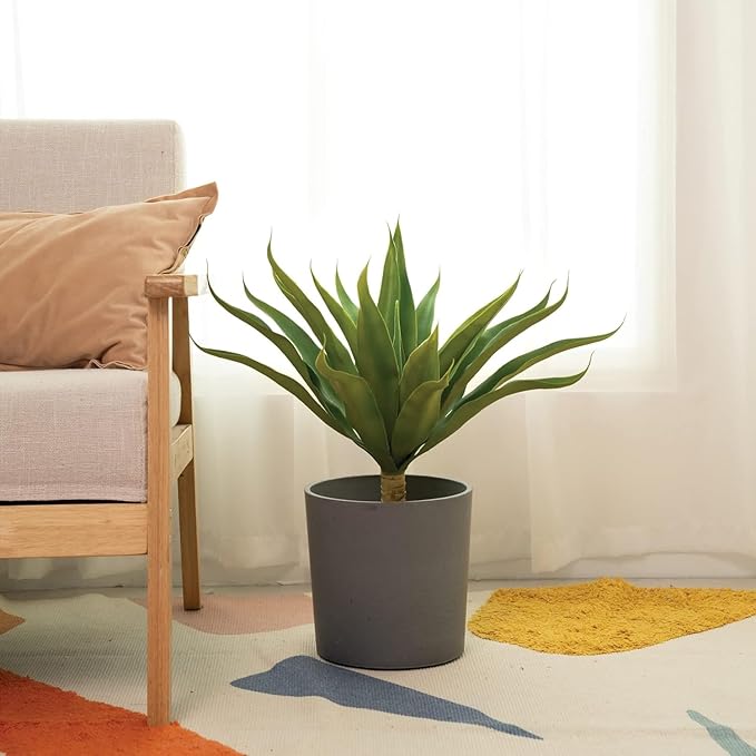 Velener Fake Agave Artificial Plant: Unpotted Fake Plant for Room Decor, UV Resistant Faux Agave Plant for Outdoor/Indoor Decor, 22 inches, 2 Pack